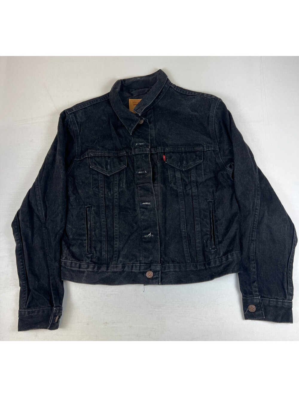 Vintage Levi's Black Denim Trucker Jacket Women's Medium Made in USA 77715